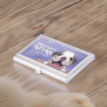 Low Poly Dog Pet Care Grooming Bathing Food Salon  Business Card Holder<br><div class="desc">Pet Bathing and Grooming / Pet Care / Pet Sitting / Pet Grooming / Pet Food Shop / Pet Beauty Salon / Animal Hospital / Animal Clinic Personalized Business card Holder Template - Adorable Cute Cartoon Low Poly Dog on Purple Colour Background. Unique Design for you. All text style, colours,...</div>
