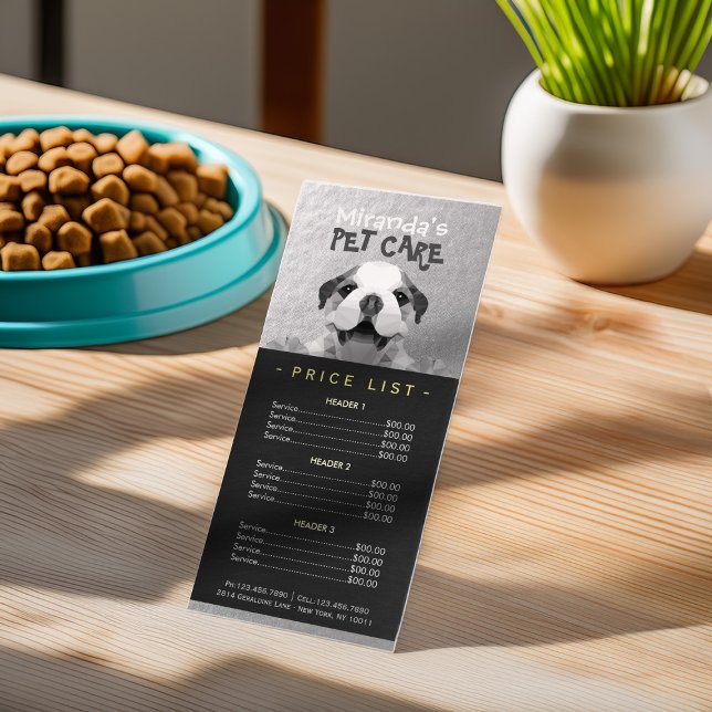 Low Poly Dog Pet Care Grooming Bathing Price List  Rack Card (Creator Uploaded)