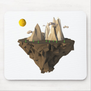 low poly floating island 3d render mouse pad