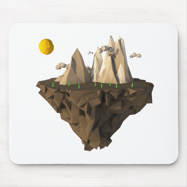 low poly floating island 3d render mouse pad (Front)