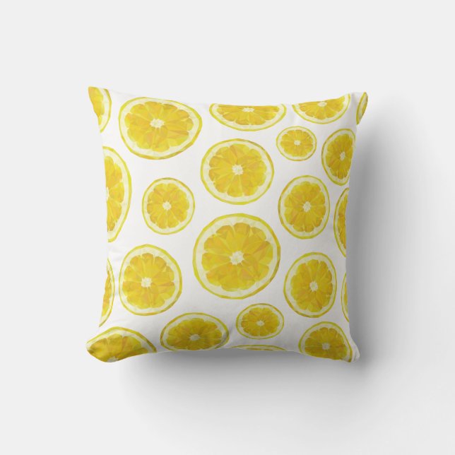 Low poly modern lemon slice fresh yellow pillow (Front)