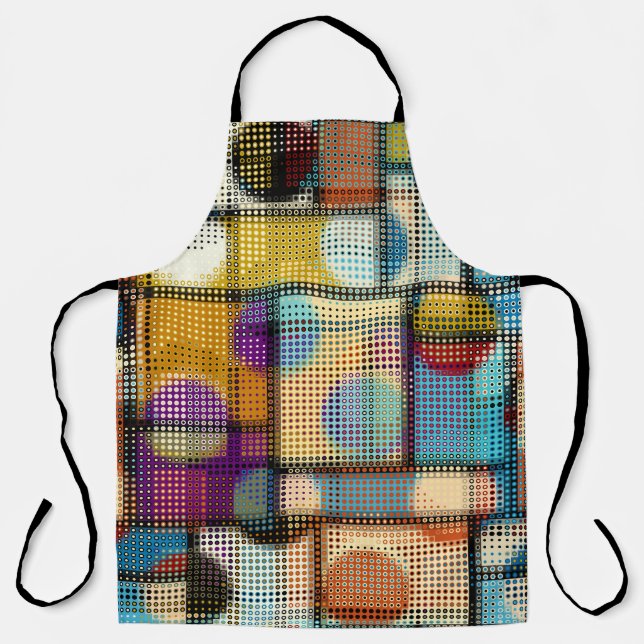 Low poly pixel art, geometric pattern. apron (Front)