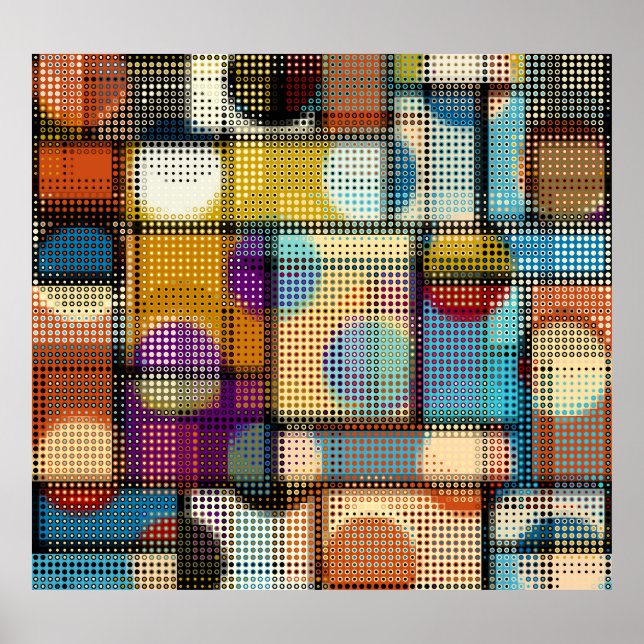 Low poly pixel art, geometric pattern. poster (Front)