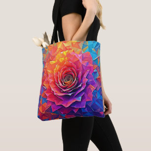Low Poly Rose Bloom Abstract Art Tote Bag