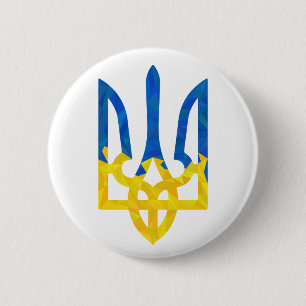 Low polygonal Ukrainian trident 2 Inch Round Button