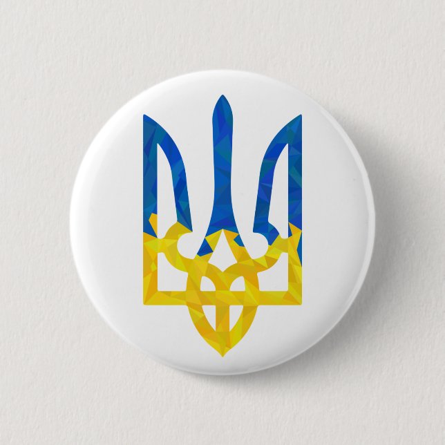 Low polygonal Ukrainian trident 2 Inch Round Button (Front)