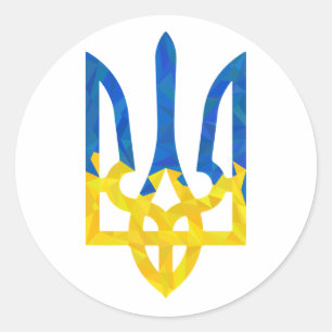 Low polygonal Ukrainian trident Classic Round Sticker