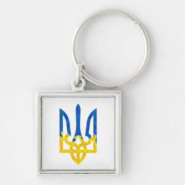 Low polygonal Ukrainian trident Keychain (Front)