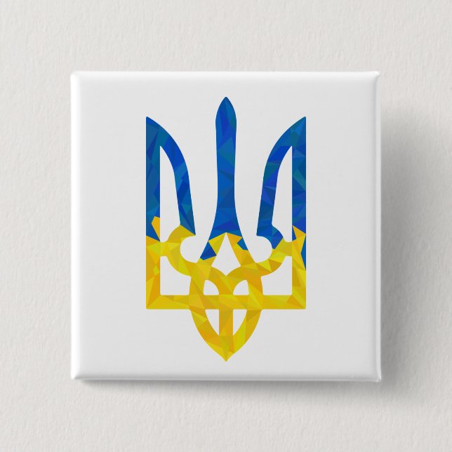 Low polygonal Ukrainian trident Keychain 2 Inch Square Button (Front)