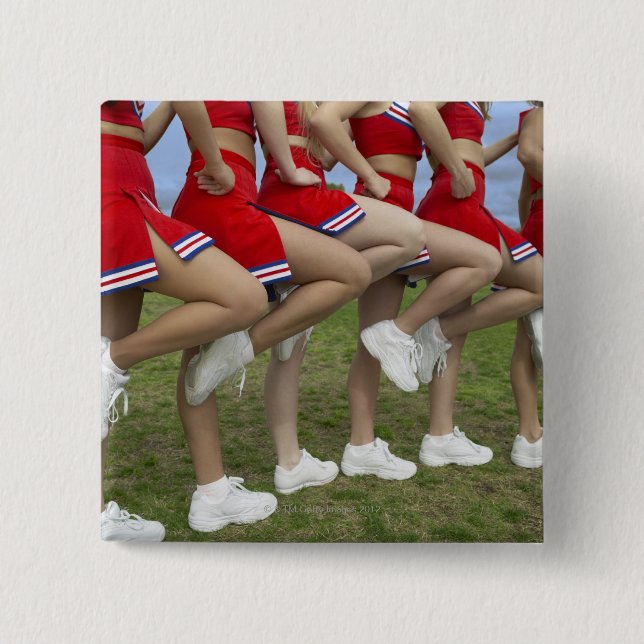 Low Section View of a Group of Cheerleaders 2 Inch Square Button (Front)