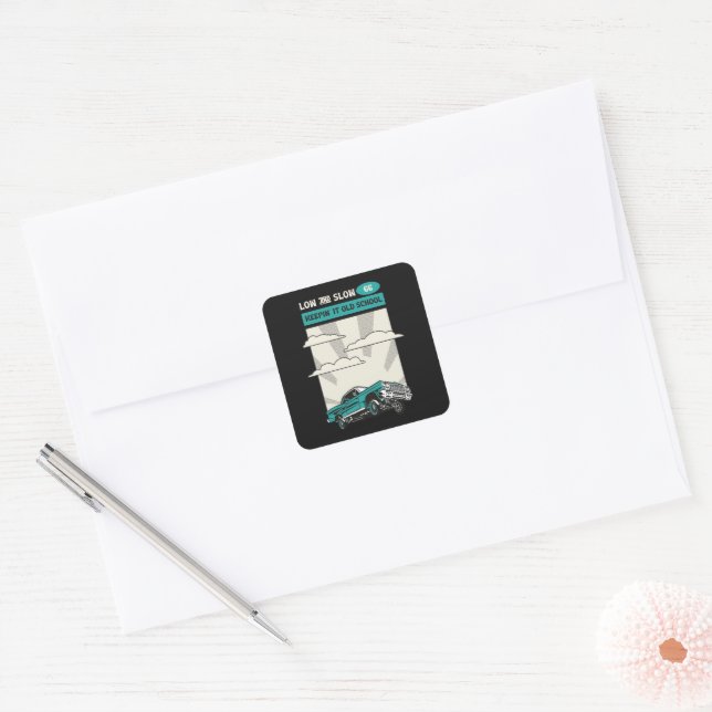 Low & Slow 66 Classic Lowrider Square Sticker (Envelope)