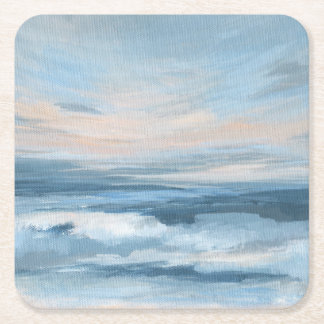 Low Tide - Abstract Seascape Painting Square Paper Coaster