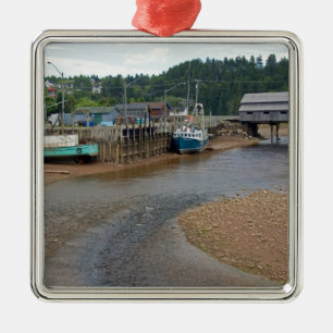 Low tide at the Bay of Fundy at St. Martins, New Metal Ornament