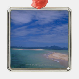 Low tide at the beach metal ornament