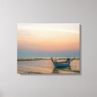 Low Tide Boat on the Beach at Sunset Several Sizes