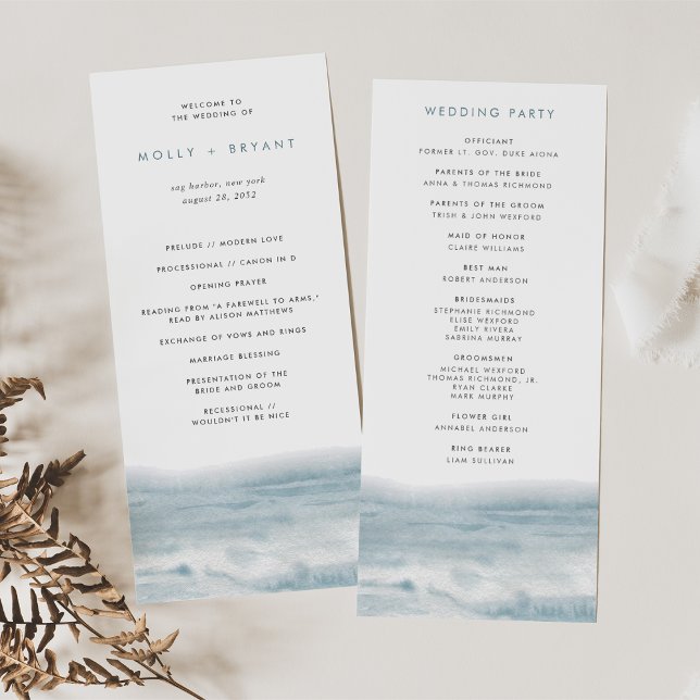 Low Tide Coastal Watercolor Wedding Program (Creator Uploaded)