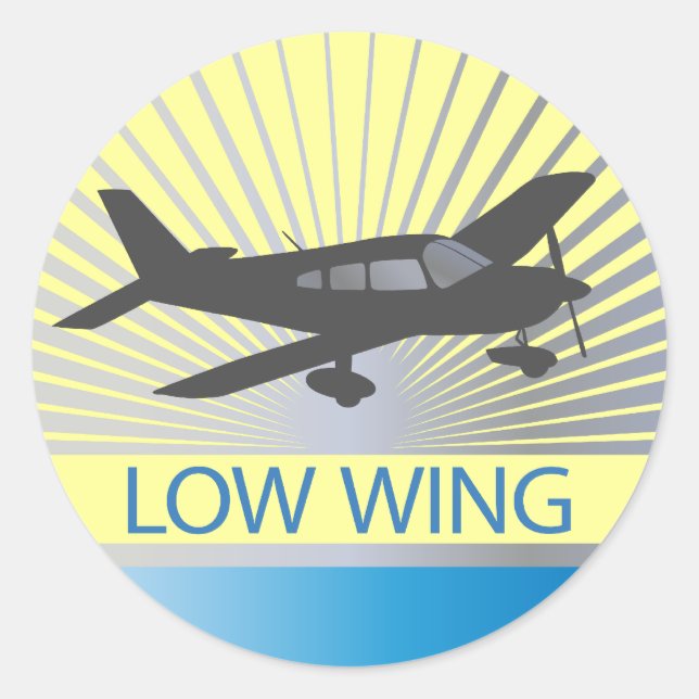 Low Wing Airplane Classic Round Sticker (Front)