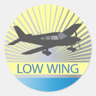 Low Wing Airplane Classic Round Sticker