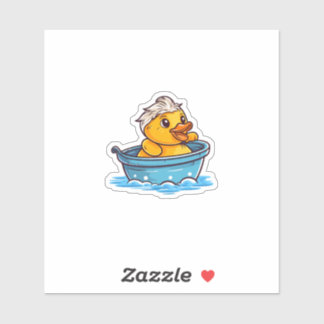 Low yellow kawaii rubber duck in bathtub