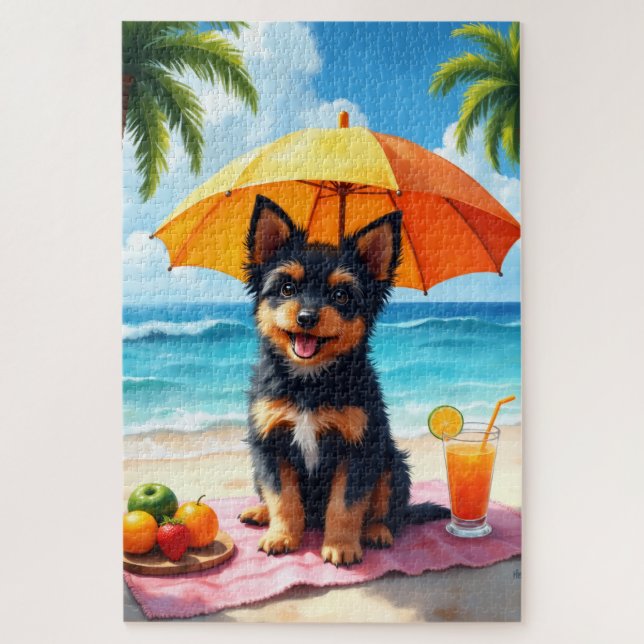 Lowchen Beach Relax Scene Jigsaw Puzzle (Vertical)
