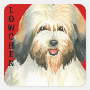 Lowchen Colour Block Square Sticker