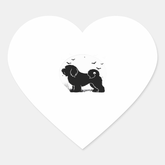 Lowchen Dog � Halloween Moon Silhouette Classic T- Heart Sticker (Front)