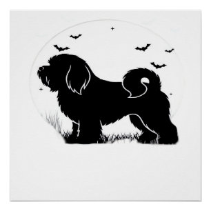 Lowchen Dog � Halloween Moon Silhouette Classic T- Poster