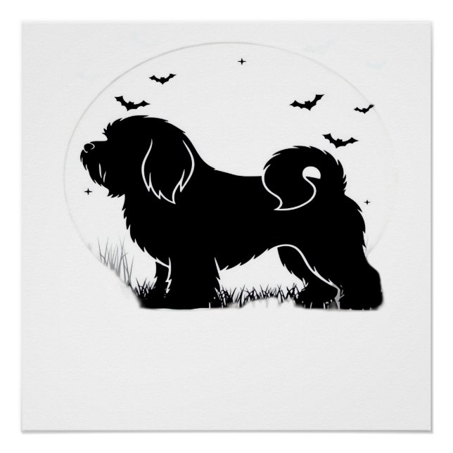 Lowchen Dog � Halloween Moon Silhouette Classic T- Poster (Front)