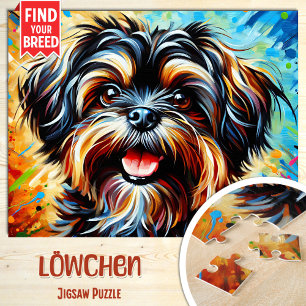Lowchen Dog Portrait Acrylic Art Print Dog Lover Jigsaw Puzzle