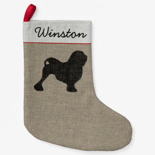 Lowchen Dog Silhouette Personalized Holiday Small Christmas Stocking