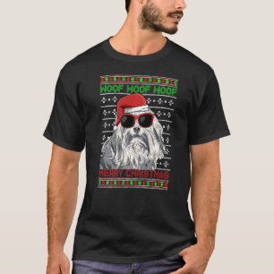 Lowchen Dog Woof Merry Christmas T-Shirt