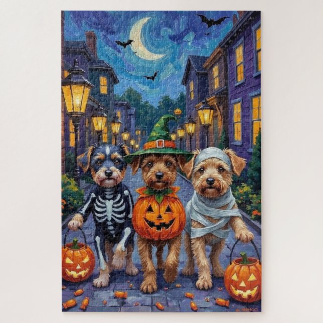 Lowchen Dogs Trick-or-Treating Halloween Costumes Jigsaw Puzzle (Vertical)
