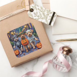 Lowchen Dogs Trick-or-Treating Halloween Costumes Square Sticker