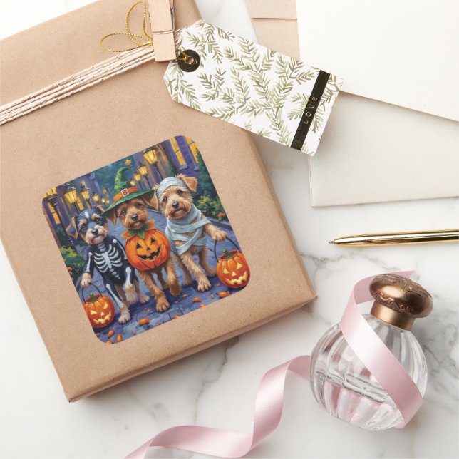 Lowchen Dogs Trick-or-Treating Halloween Costumes Square Sticker (Gifting)