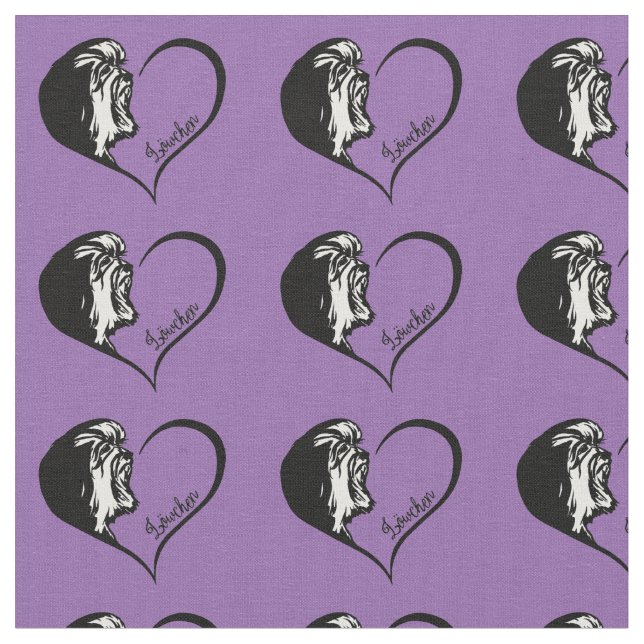 Lowchen Heart Design Fabric (Close Up)