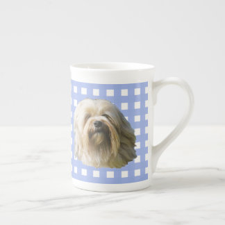 Lowchen on Blue Gingham Bone China Mug