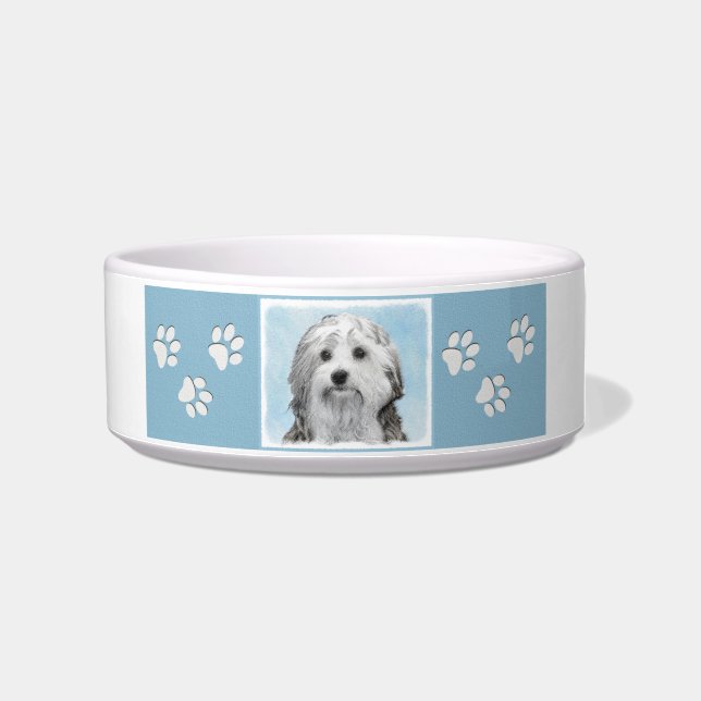 Lowchen Painting - Cute Original Dog Art Bowl (Right)