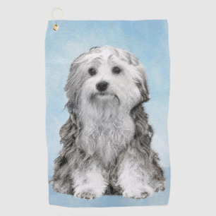Lowchen Painting - Cute Original Dog Art Golf Towel