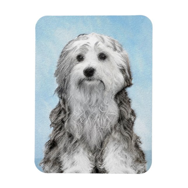 Lowchen Painting - Cute Original Dog Art Magnet (Vertical)