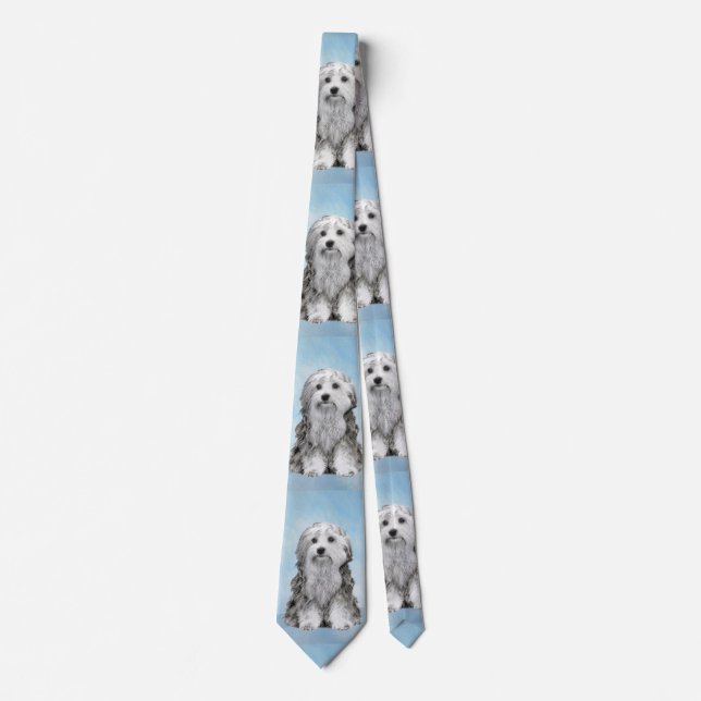 Lowchen Painting - Cute Original Dog Art Tie (Front)