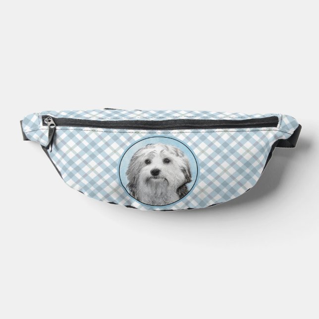 Lowchen Painting Silver and Cream Original Dog Art Fanny Pack (Lay Down)