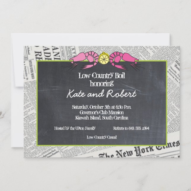 Lowcountry Boil Newsprint Invitation (Front)