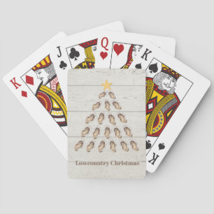 Lowcountry Oyster Christmas Tree on Wood Plank  Playing Cards