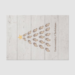 Lowcountry Oyster Christmas Tree on Wood Plank Tissue Paper