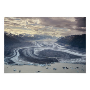 Lowell Glacier flows into the Alsek River in Photo Print