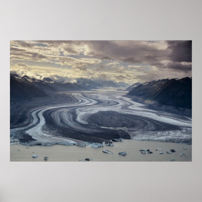 Lowell Glacier flows into the Alsek River in Poster (Front)
