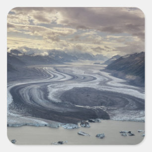 Lowell Glacier flows into the Alsek River in Square Sticker
