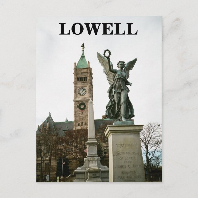 LOWELL MASSACHUSETTS CITY HALL POSTCARD (Front)