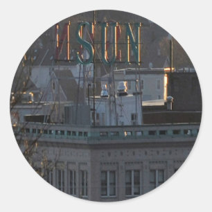LOWELL SUN BUILDING CLASSIC ROUND STICKER