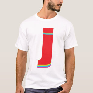 Lower Case Letter J Monogram Offset Rainbow T-Shirt